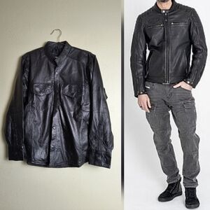 Black Lightweight Motorcycle Shirt Jacket with Modern Fit Men's Size S/ W Large